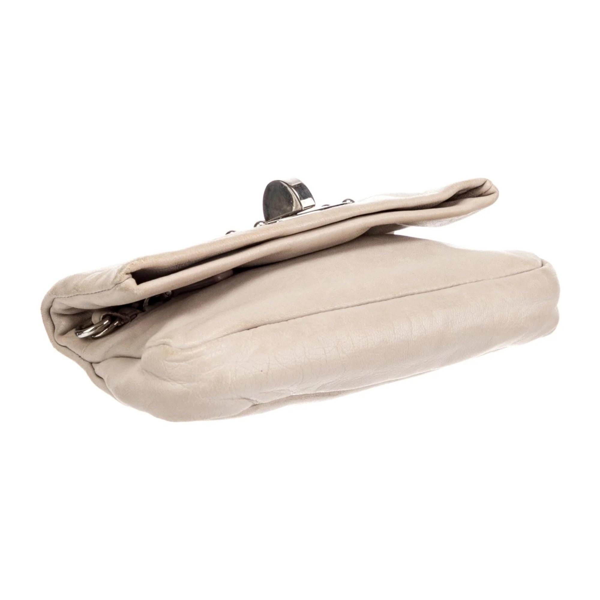 Miu Miu Beige Leather Turn Lock Messenger Bag For Sale 1