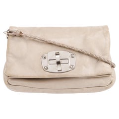Miu Miu Beige Leather Turn Lock Messenger Bag