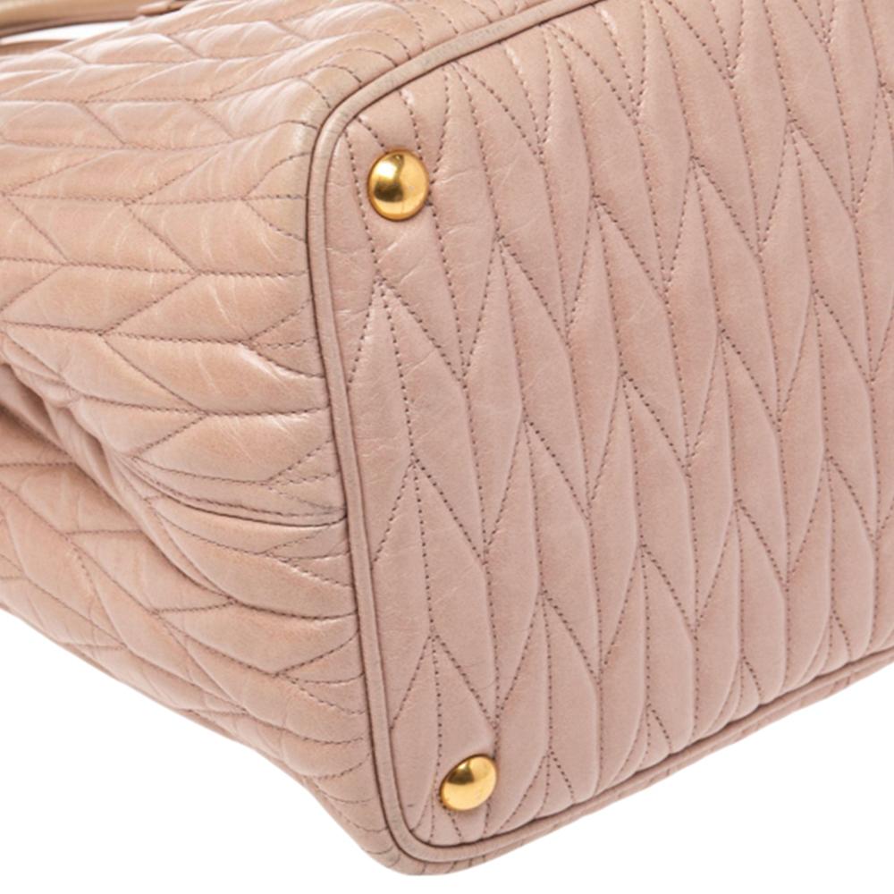 Miu Miu Beige Matelassé Leather Bow Tote 4