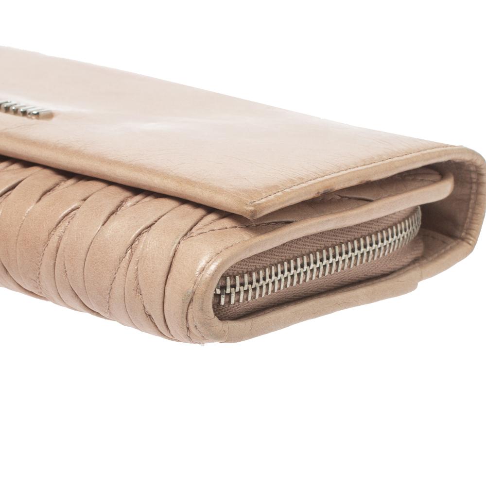 Miu Miu Beige Matelasse Leather Continental Wallet 1