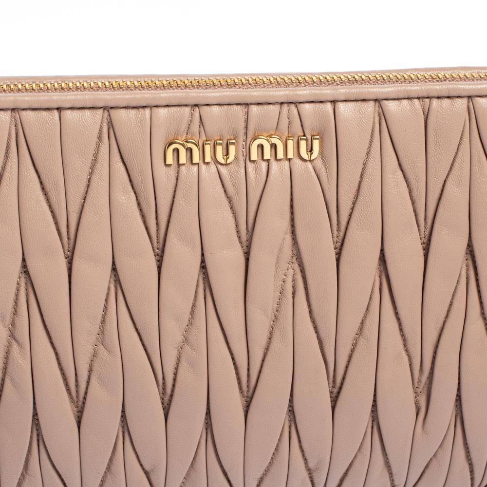 Miu Miu Beige Matelasse Leather Shoulder Bag 7