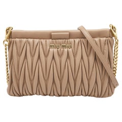 Miu Miu Beige Matelassé Leather Shoulder Bag