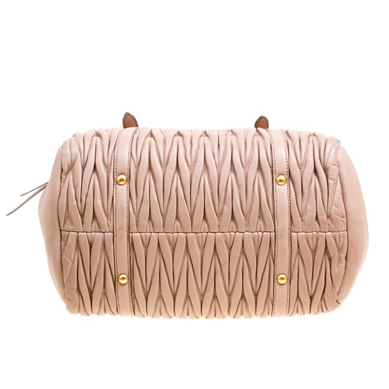 Miu Miu Beige Matelasse Leather Top Handle Bag 1