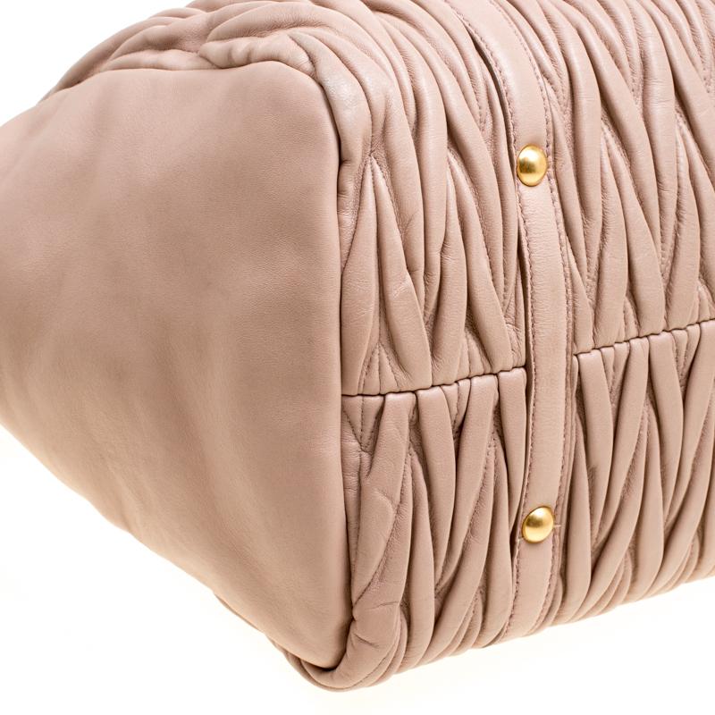 Miu Miu Beige Matelasse Leather Top Handle Bag 4