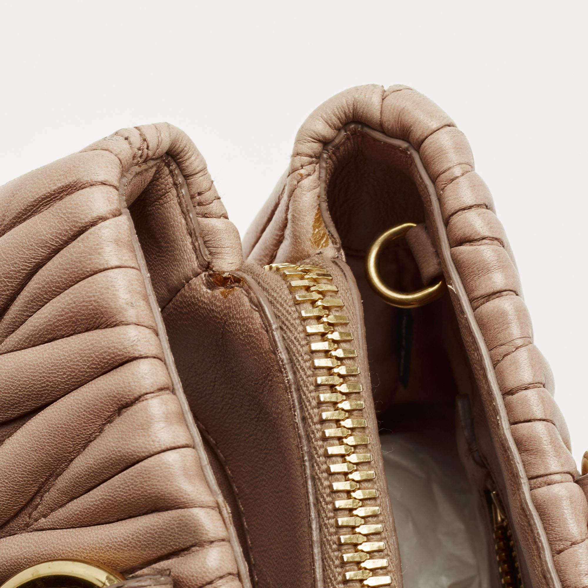 Miu Miu Beige Matelasse Leather Top Zip Tote 6