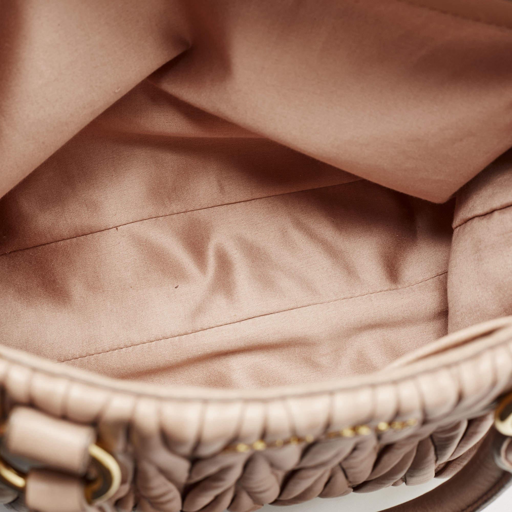 Miu Miu Beige Matelasse Leather Top Zip Tote 8
