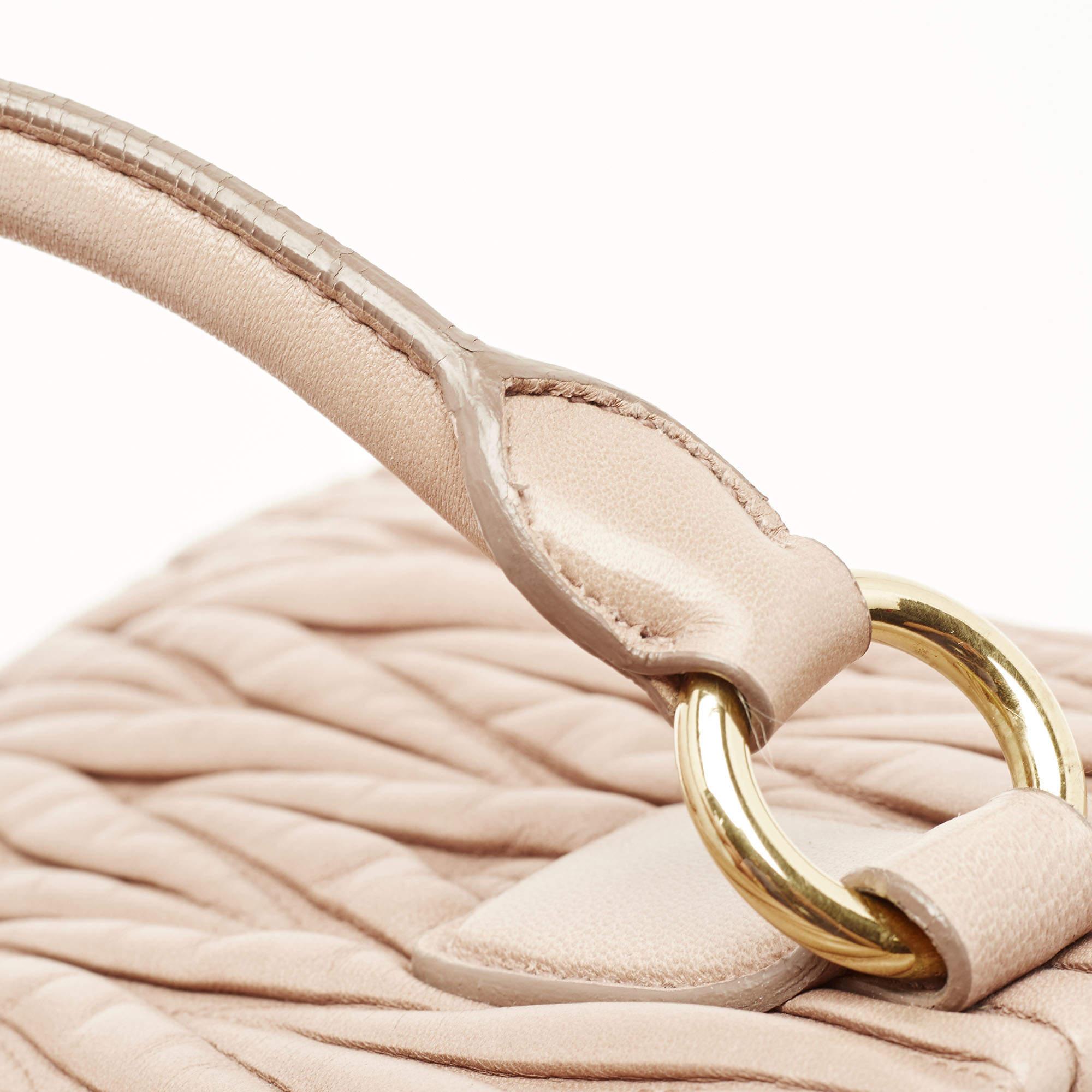 Miu Miu Beige Matelasse Leather Top Zip Tote 9