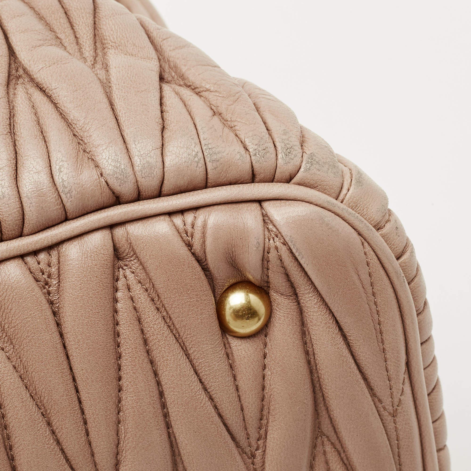 Miu Miu Beige Matelasse Leather Top Zip Tote 14