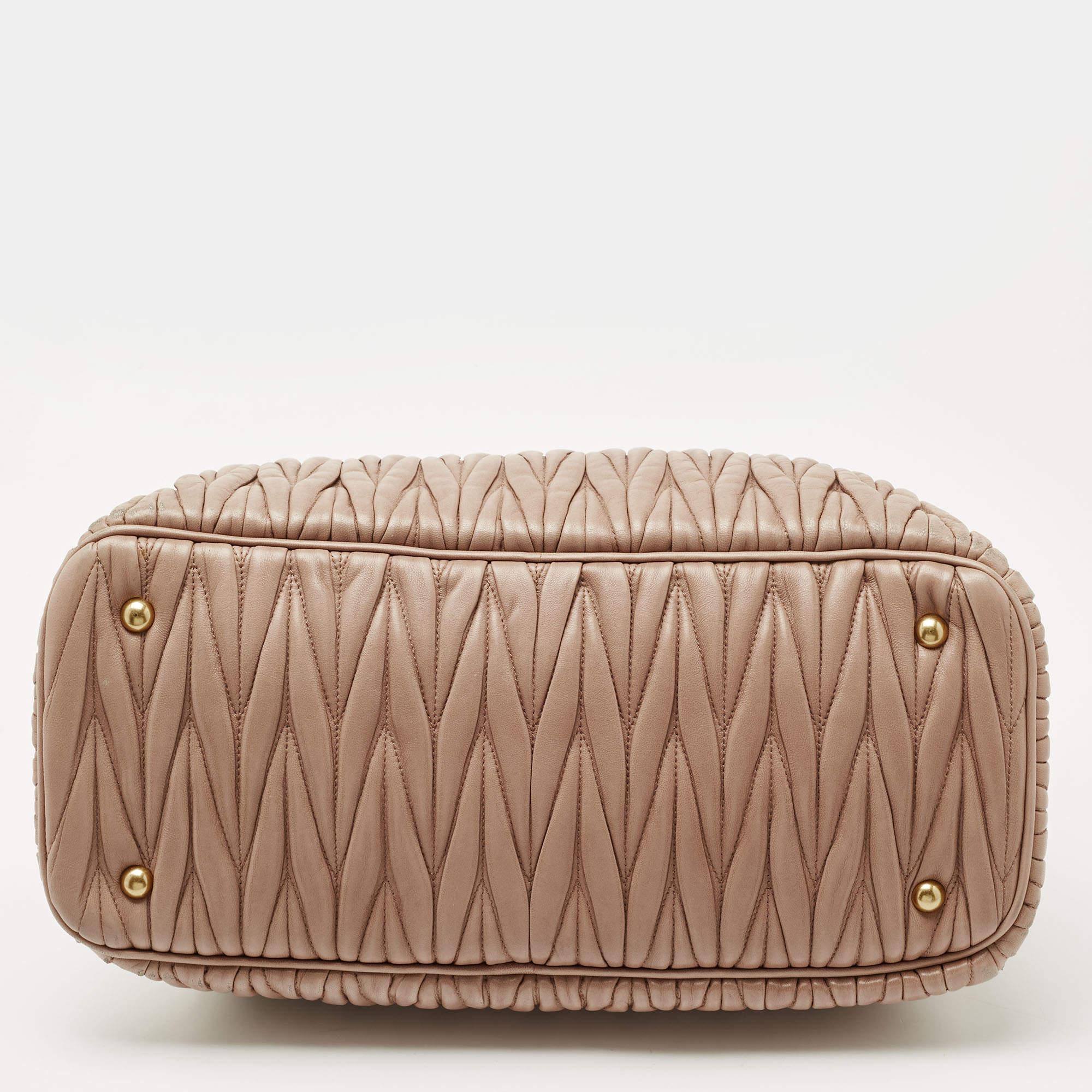 Miu Miu Beige Matelasse Leather Top Zip Tote 1
