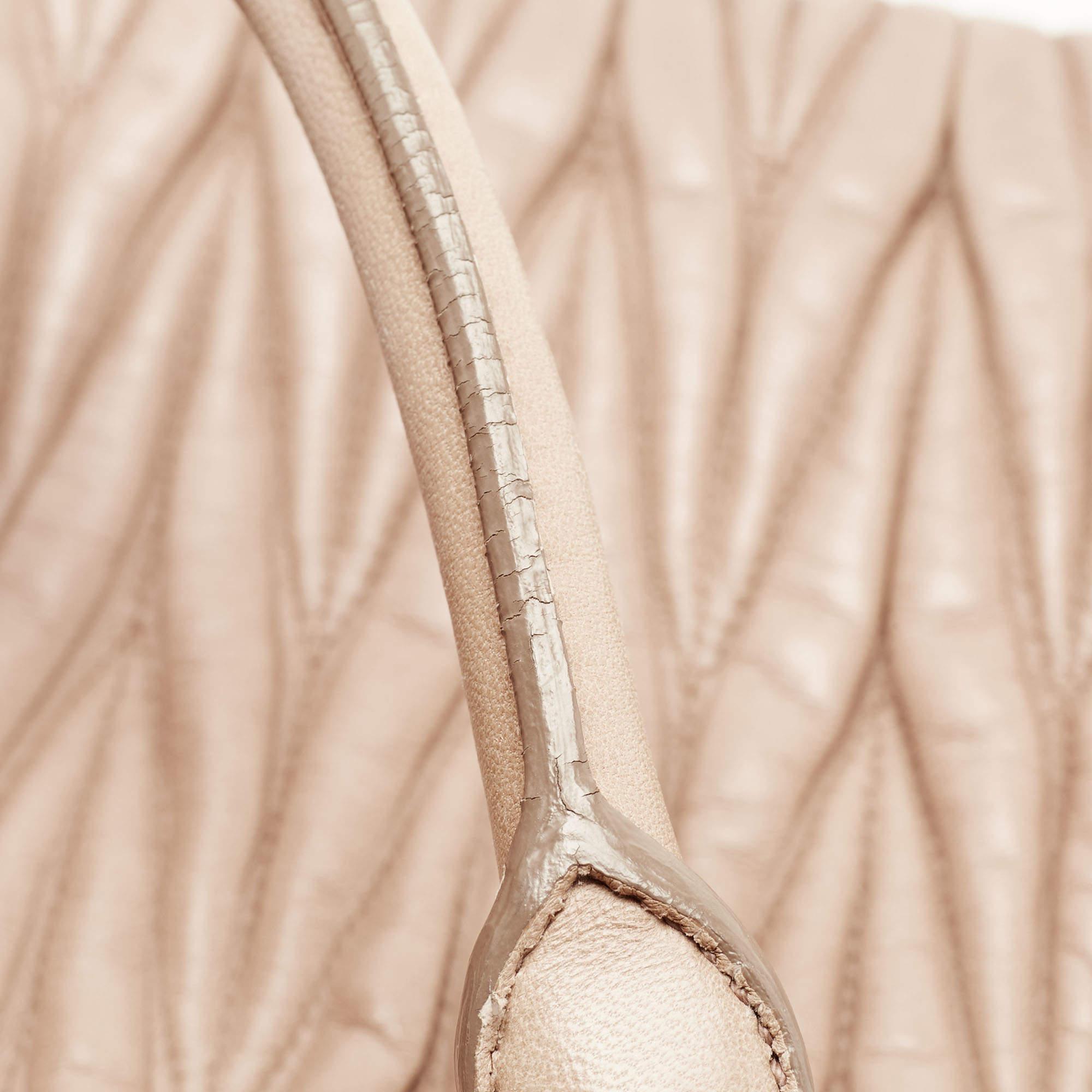 Miu Miu Beige Matelasse Leather Top Zip Tote 4