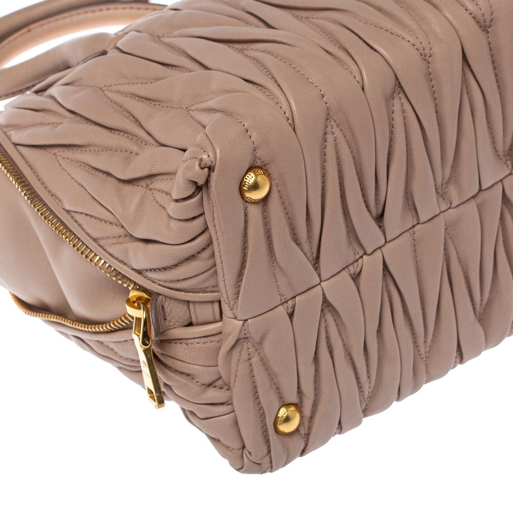 Miu Miu Beige Matelasse Leather Zip Tote 3