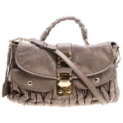 Miu Miu Beige Matelasse Lux Leather Coffer Hobo