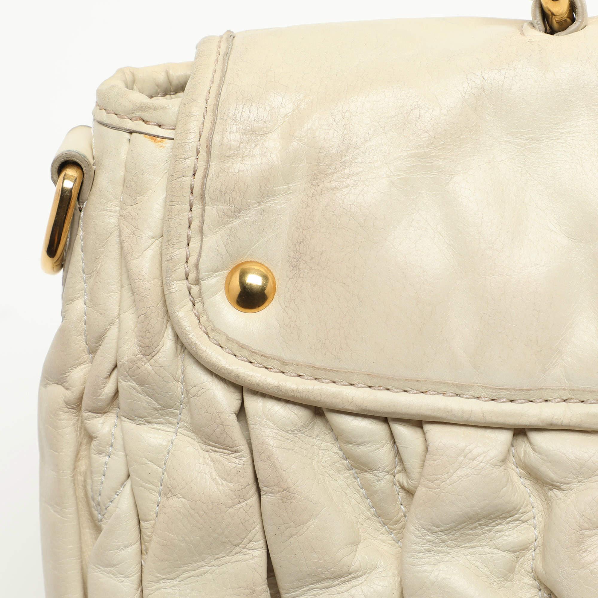 Miu Miu Beige Matelassé Leather Coffer Hobo 1