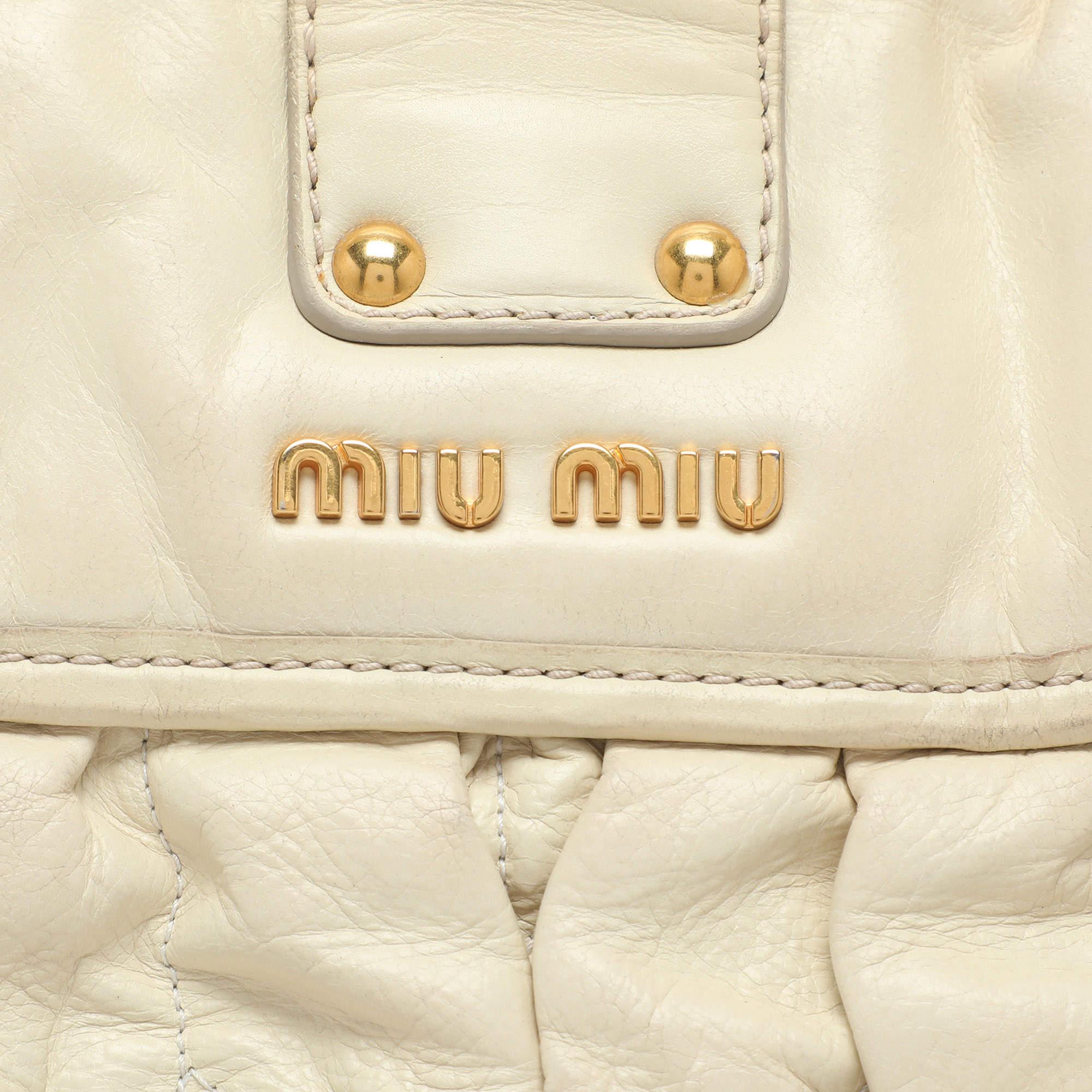 Miu Miu Beige Matelassé Leather Coffer Hobo 3