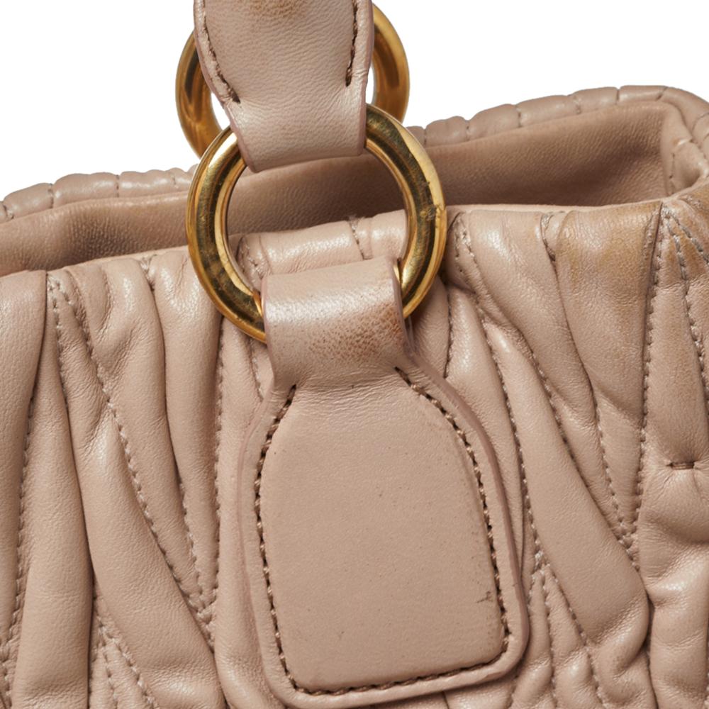 Miu Miu Beige Mattelasse Nappa Leather Tote 1