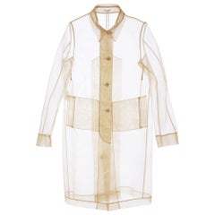 Miu Beige Mesh Lange Jacke mit Knopfleiste vorne, M