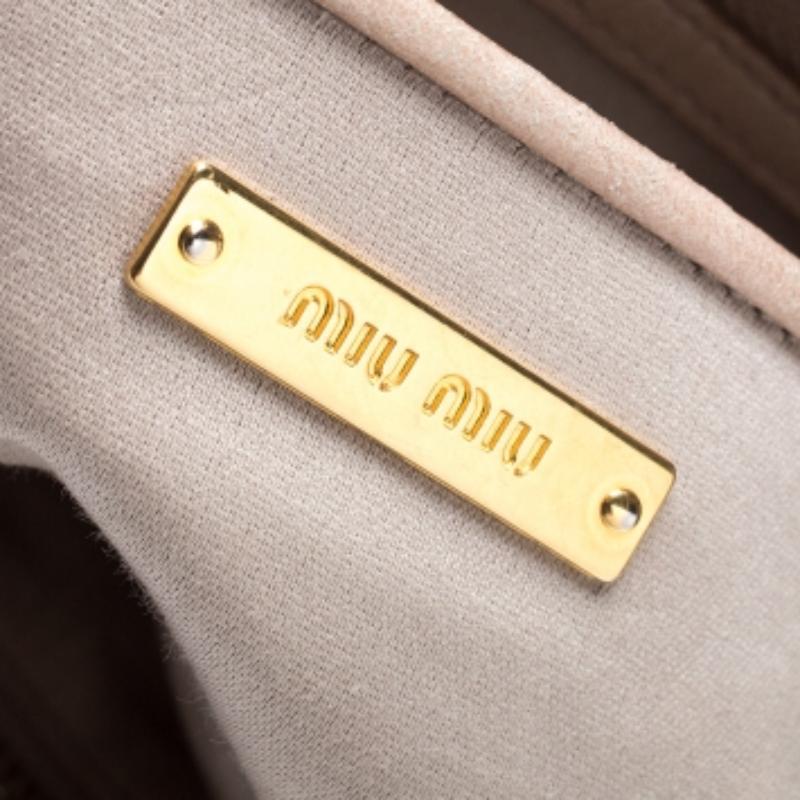 Miu Miu Beige Metalasse Leather Covertible Tote im Angebot 1