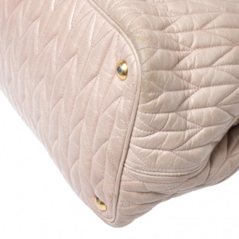 Miu Miu Beige Metalasse Leather Covertible Tote im Angebot 4