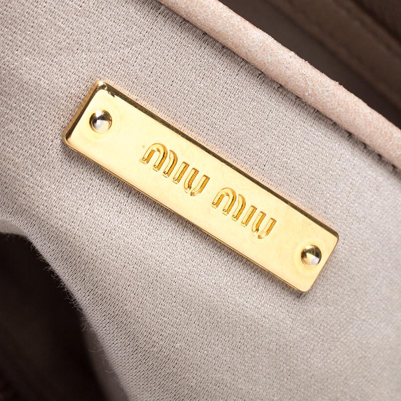 Miu Miu Beige Metalasse Leather Covertible Tote 4