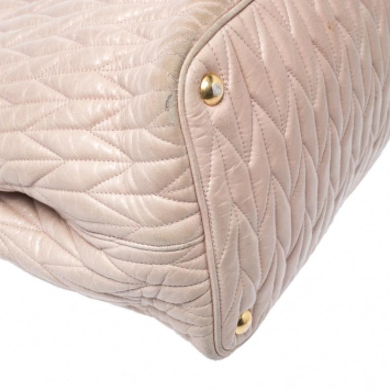 Miu Miu Beige Metalasse Leather Covertible Tote im Angebot 5