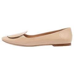 Miu Miu Beige Patent Leather and PVC Ballet Flats Size 40
