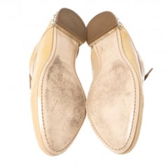 Miu Miu Beige Patent Leather Crystal Embellished Heel Lace Derby Size 36