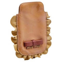Miu Miu Beige Patent Leather Ruffle Phone Case