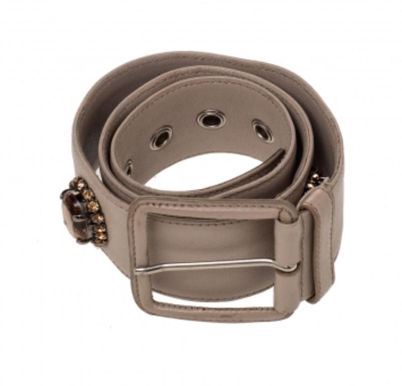 Cintura con fibbia Miu Miu Beige in morbida pelle impreziosita 70CM 1