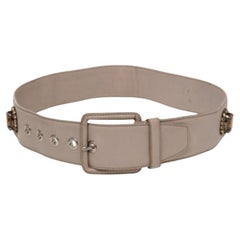 Miu Miu Beige Soft Leather Embellished Buckle Belt 70CM