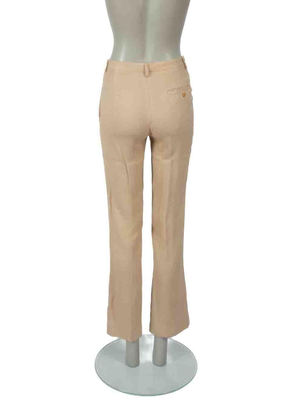 Miu Miu Beige Straight Mid Rise Trousers Size XS In Excellent Condition For Sale In London, GB
