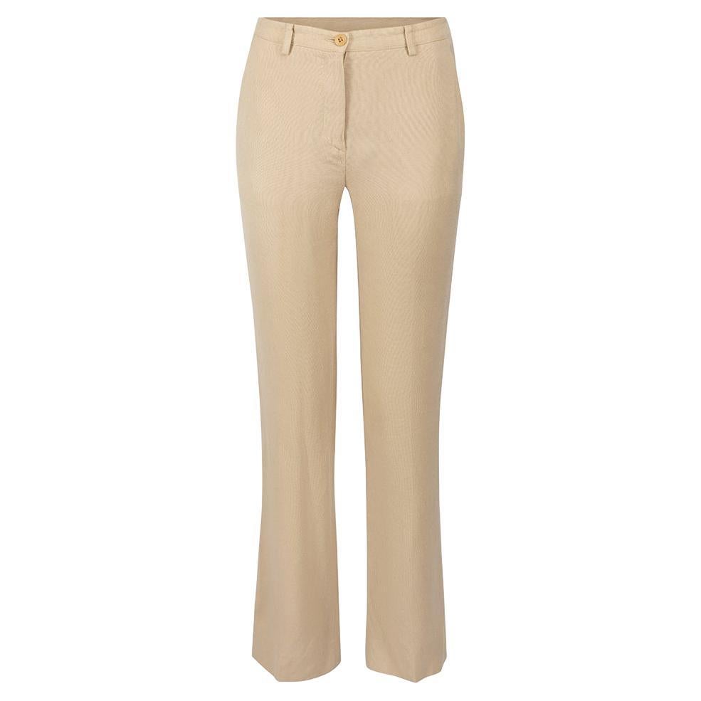 Miu Miu Beige Straight Mid Rise Trousers Size XS For Sale