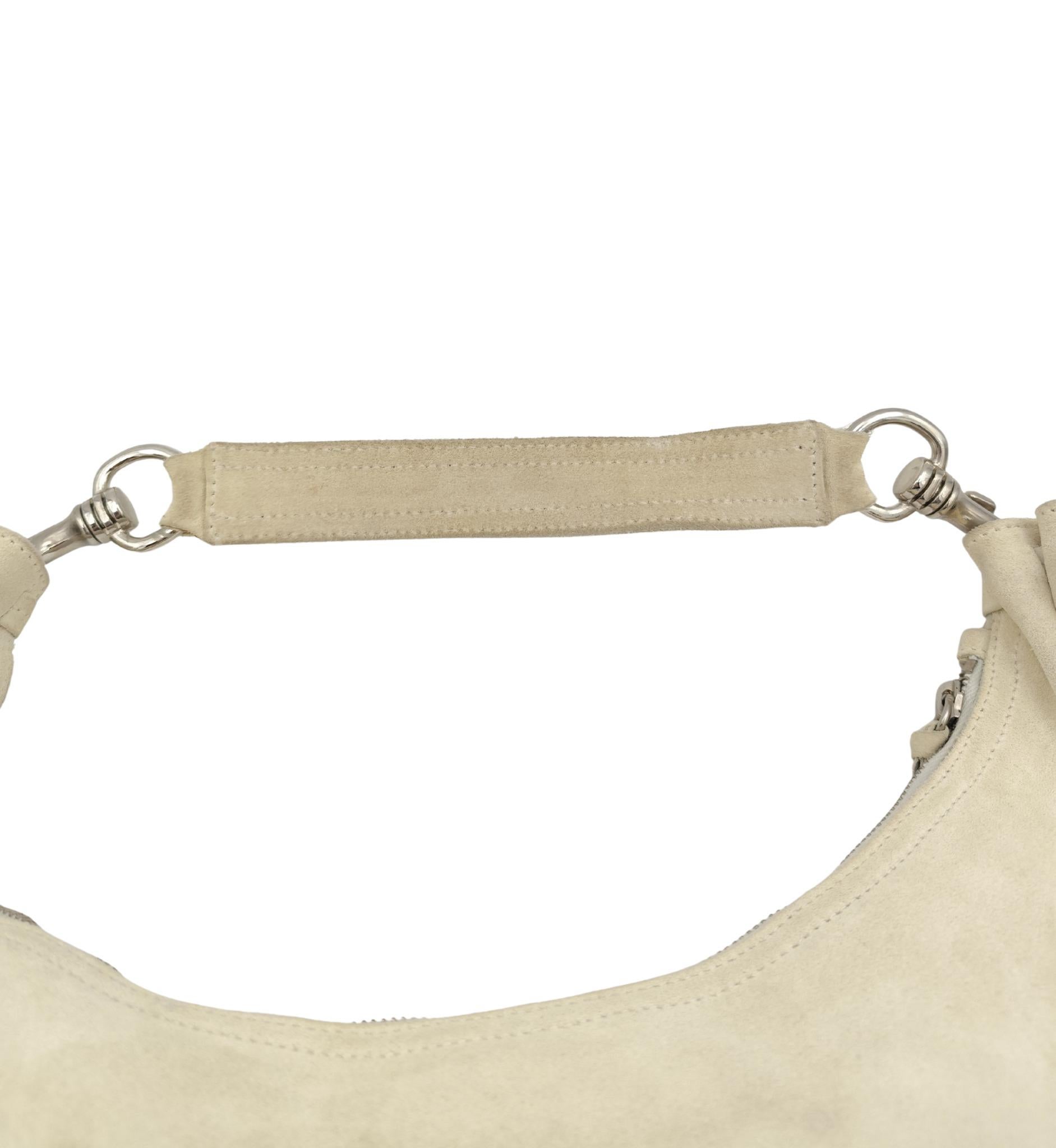 Miu Miu beige suede half moon fringe shoulder bag For Sale 6