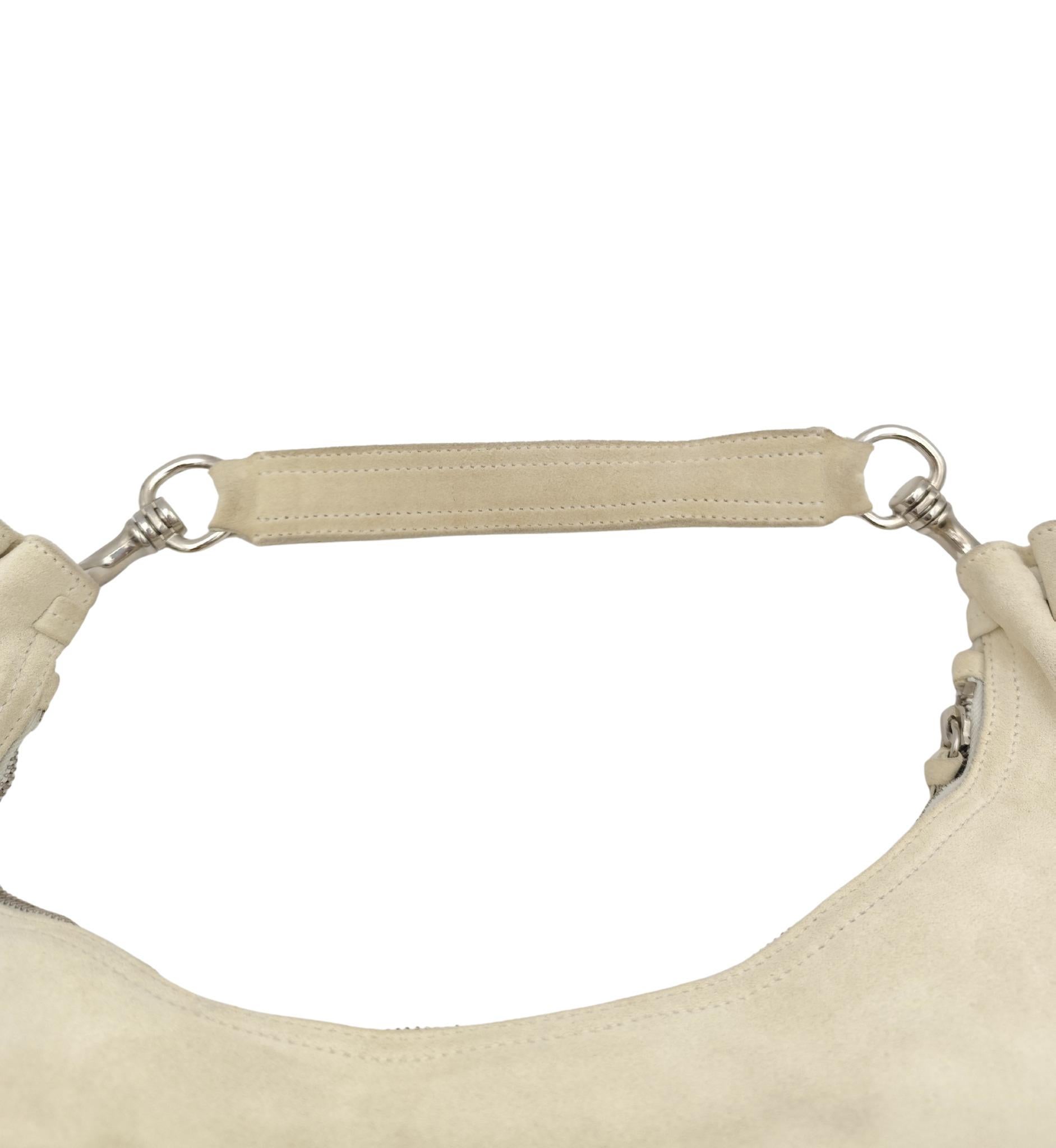 Miu Miu beige suede half moon fringe shoulder bag For Sale 7