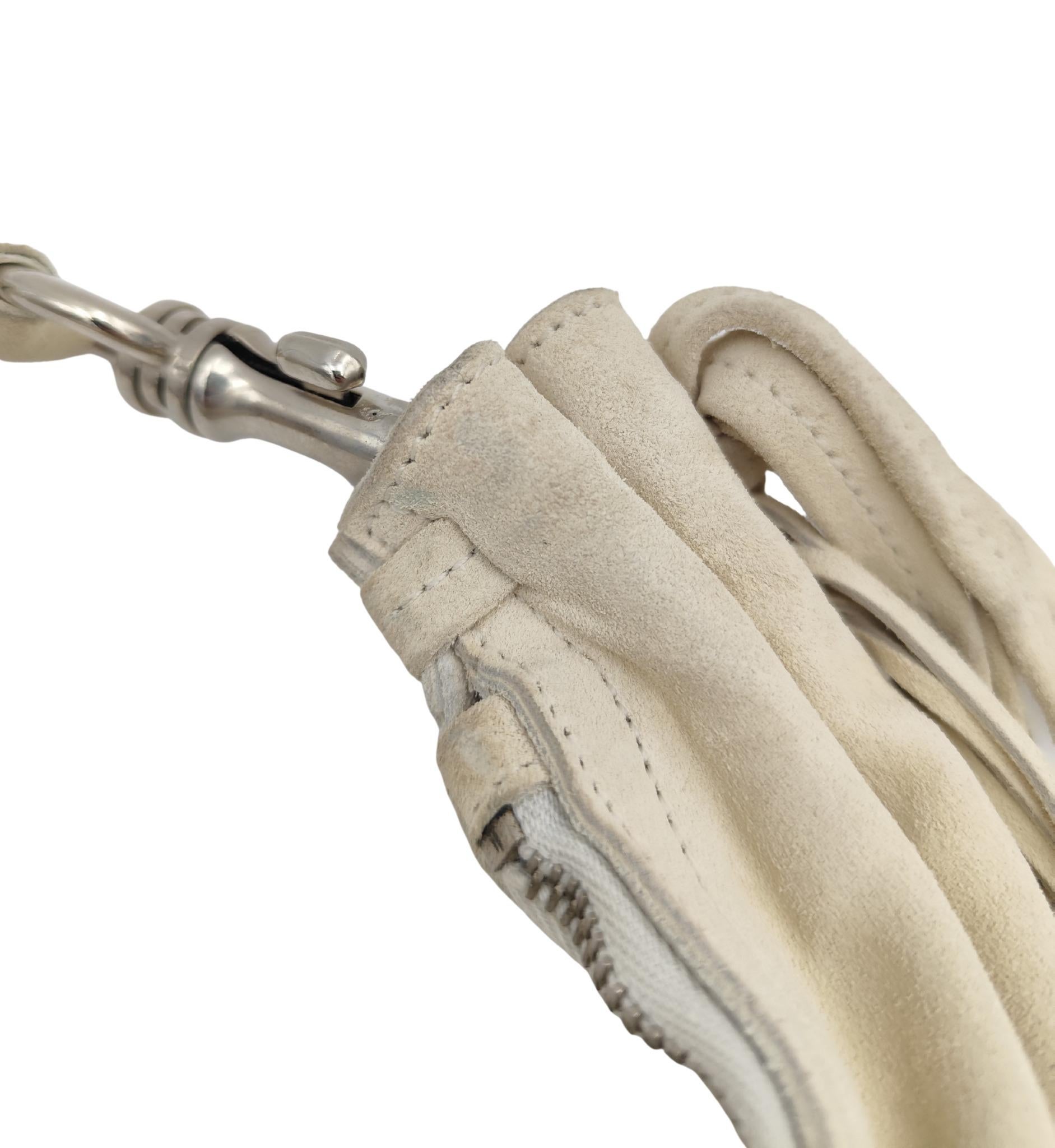 Miu Miu beige suede half moon fringe shoulder bag For Sale 10