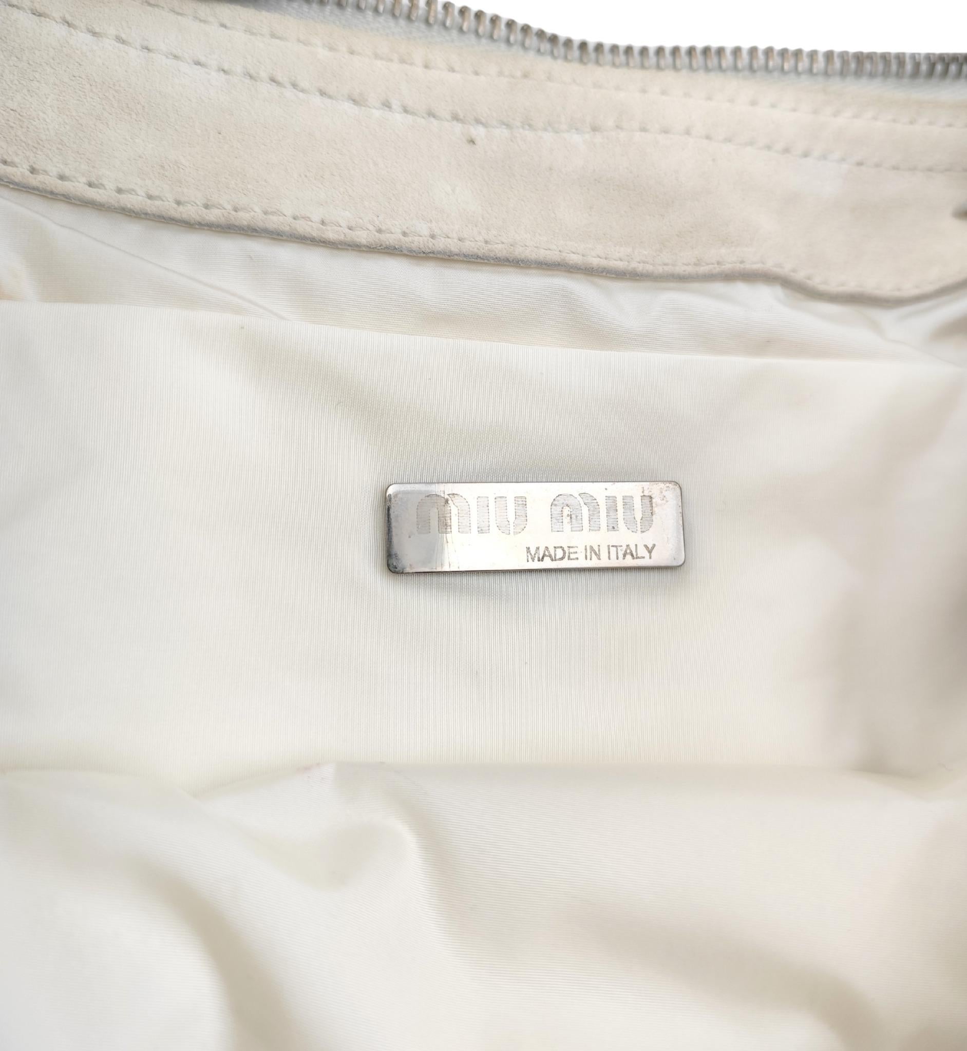 Miu Miu beige suede half moon fringe shoulder bag For Sale 13