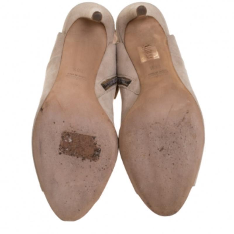 Miu Beige Wildleder Leder Peep Toe Slingback Sandalen Größe 38,5 im Angebot 2