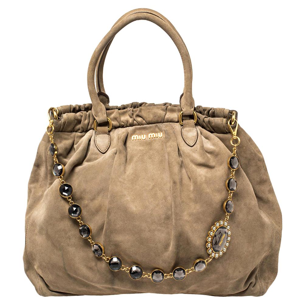 MIU MIU SUEDE HANDBAG 23 DEEP FUCHSIA