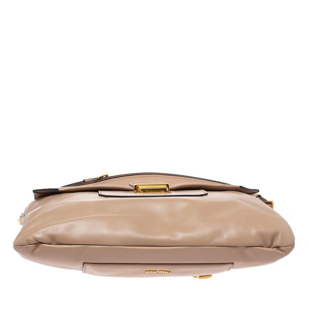 Miu Miu Beige Vitello Soft Leather Flap Shoulder Bag 2