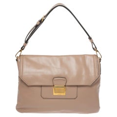 Miu Miu Beige Vitello Soft Leather Flap Shoulder Bag