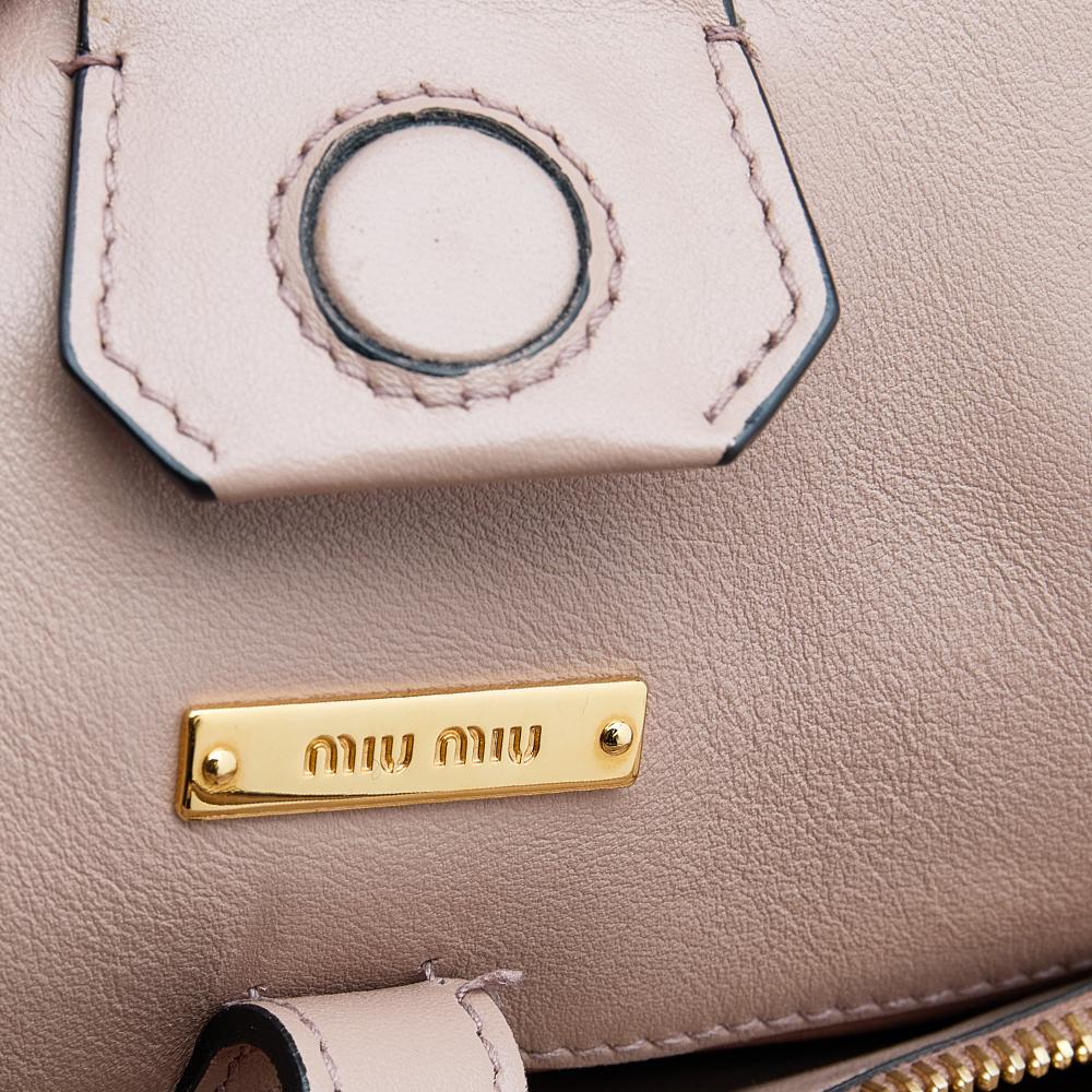 Miu Miu Beige Vitello Soft Leather Front Pocket Tote 2