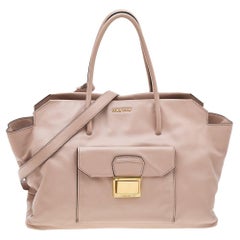 Miu Beige Vitello Weiche Ledertasche mit Fronttasche