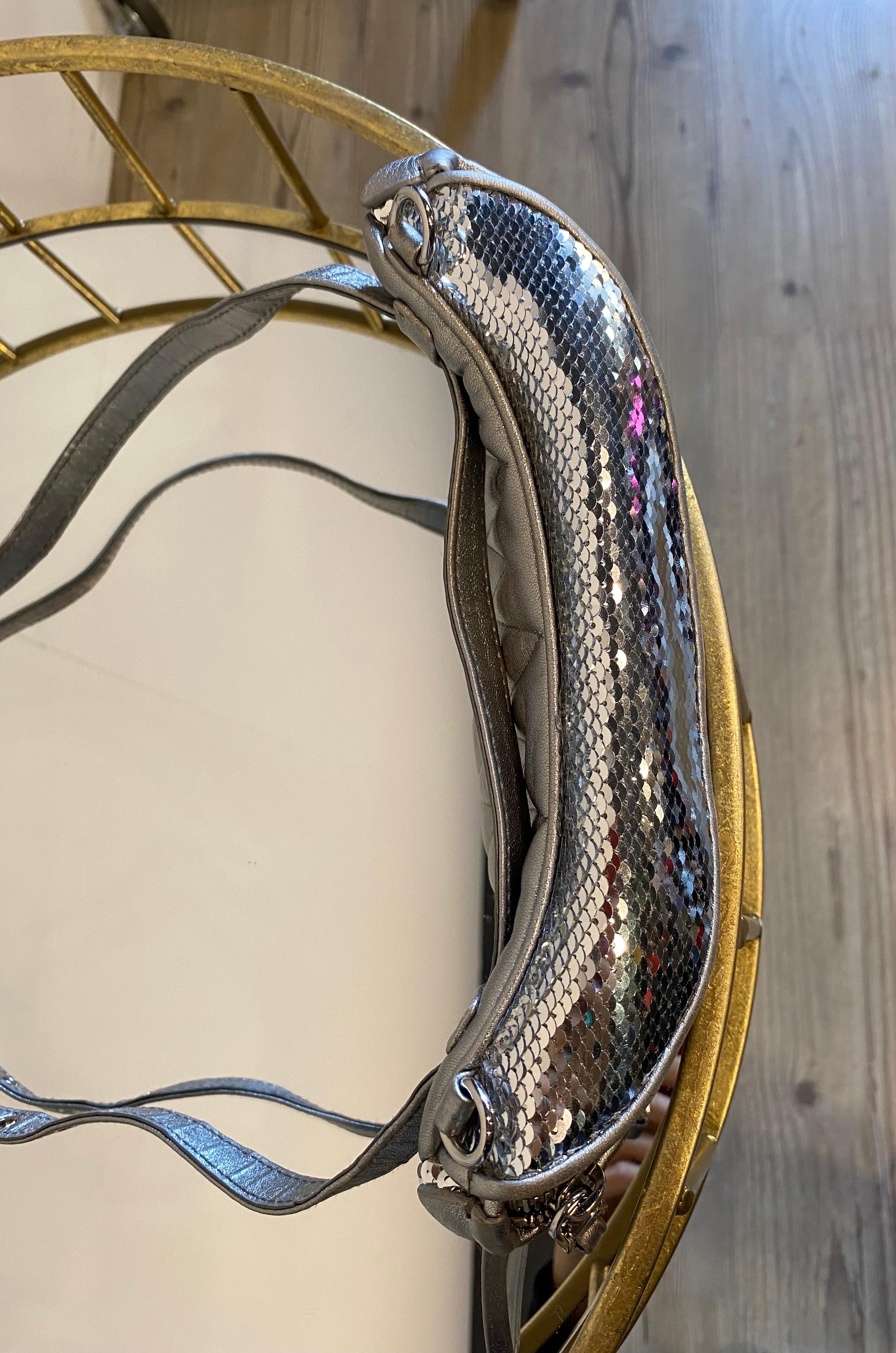 Black Miu Miu belt bag in silver sequins For Sale