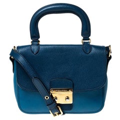 Miu Miu Bicolor Leather Madras Top Handle Bag