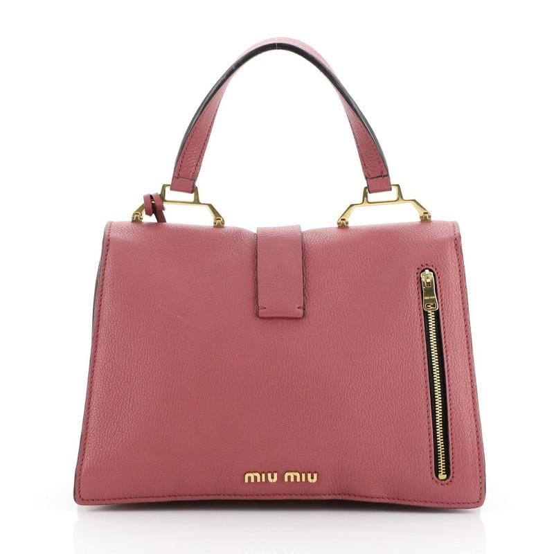 Pink Miu Miu Bicolor Madras Convertible Compartment Top Handle Bag Leather Med