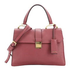 Miu Miu Bicolor Madras Convertible Compartment Top Handle Bag Leather Med