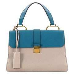 Miu Miu Bicolor Madras Convertible Compartment Top Handle Bag Leather Medium