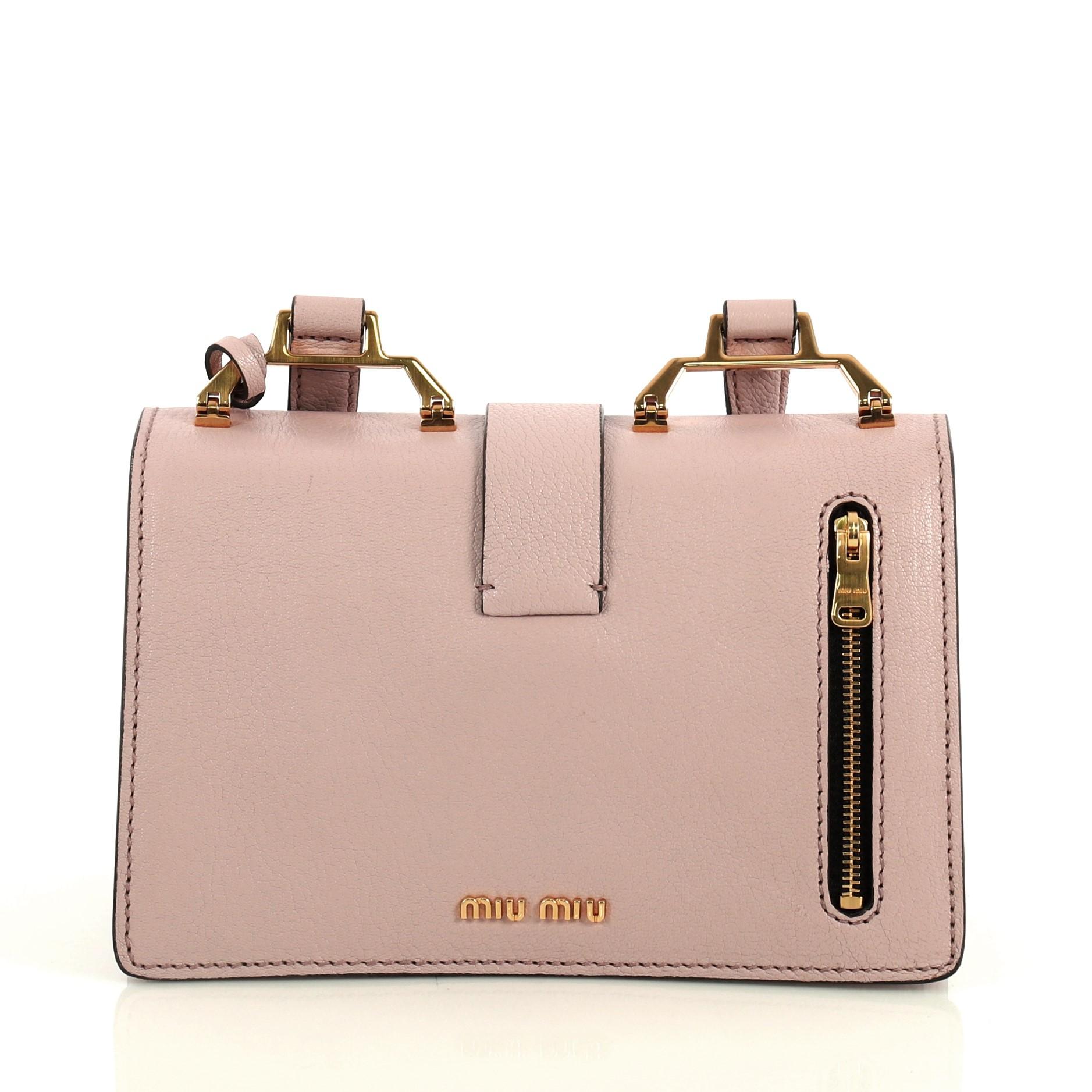 Miu Miu Bicolor Madras Shoulder Bag Leather Small In Good Condition In NY, NY