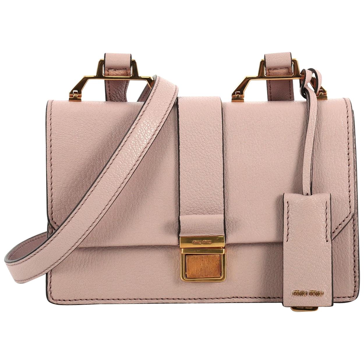 Miu Miu Bicolor Madras Shoulder Bag Leather Small