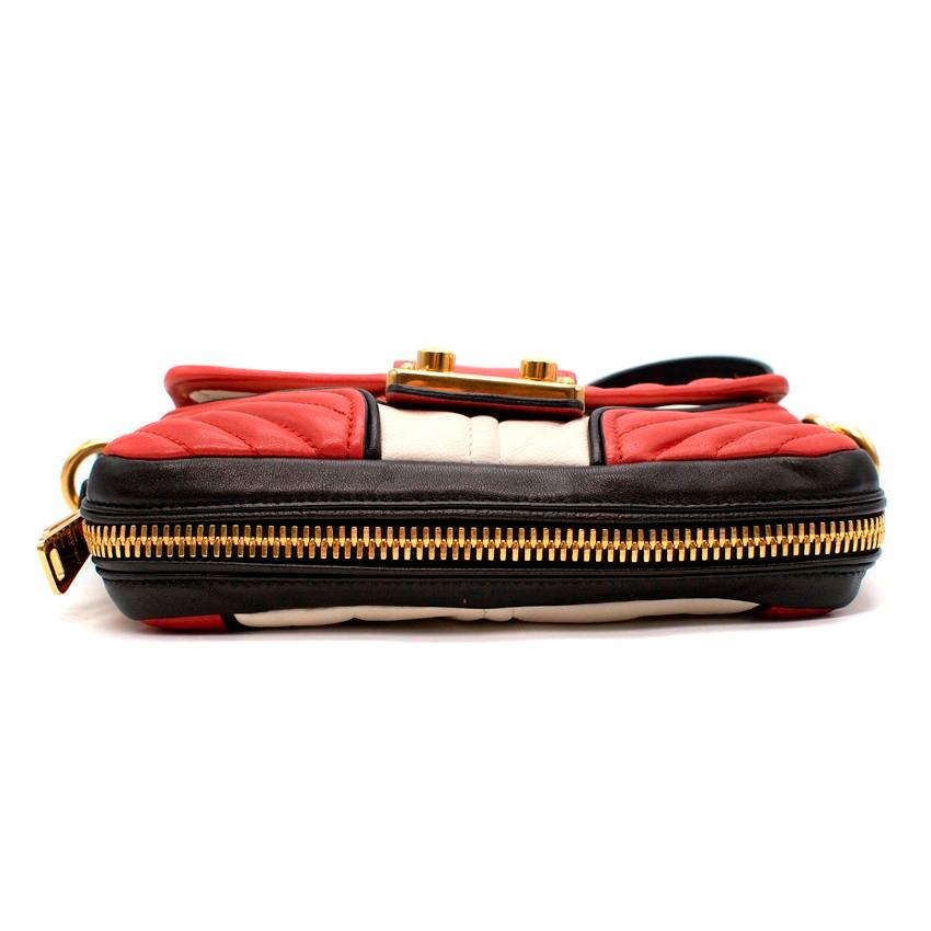 Women's Miu Miu Biker Red & Black Quilted Leather Shoulder Bag For Sale