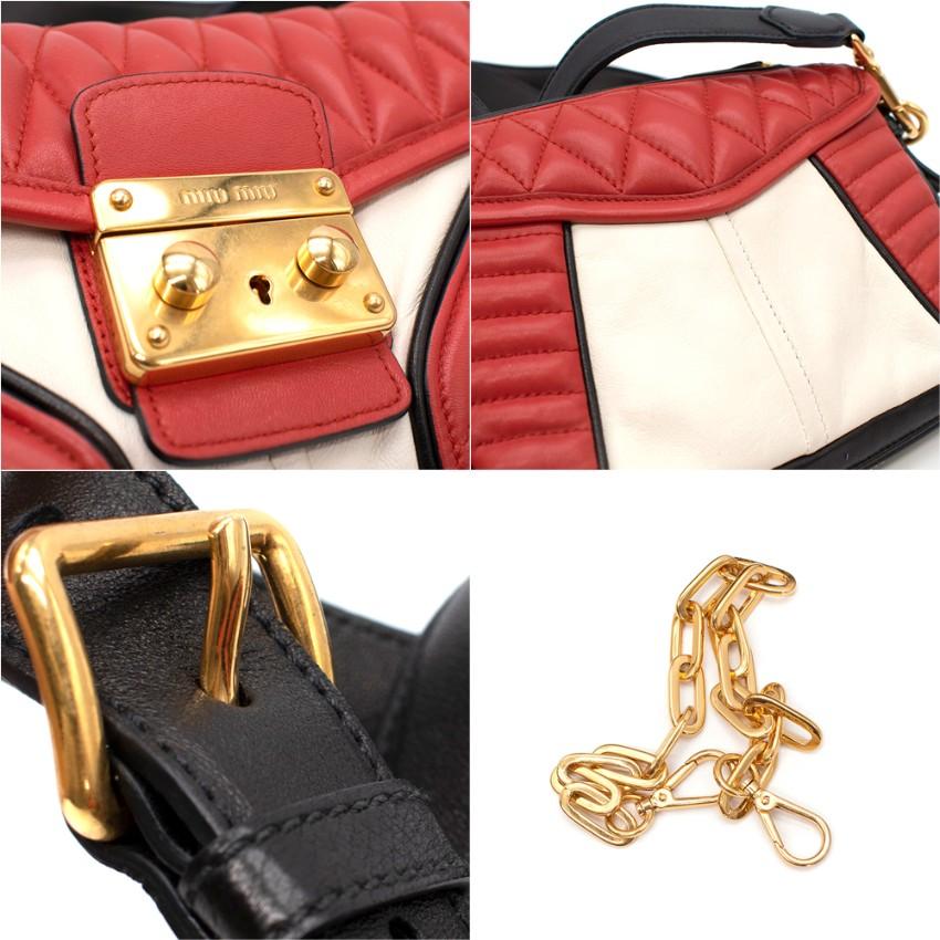 Miu Miu Biker Red & Black Quilted Leather Shoulder Bag For Sale 3